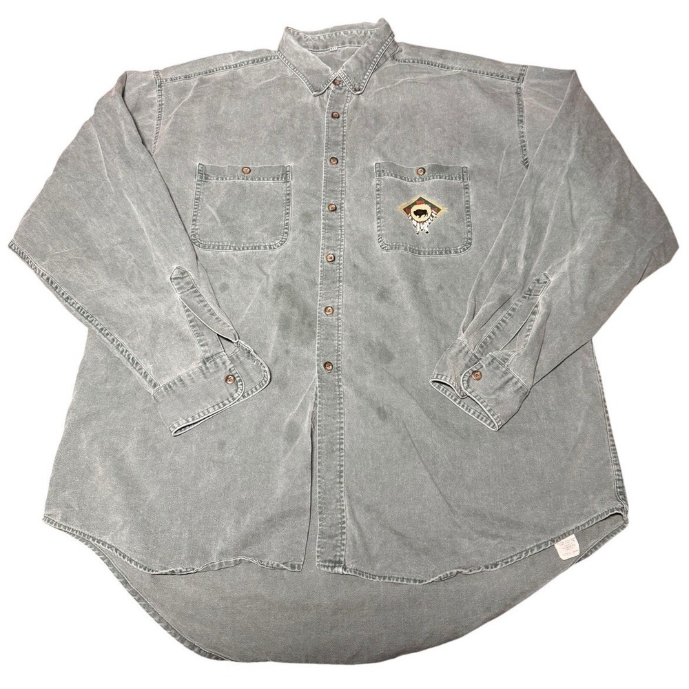 Vintage Southwestern Buffalo Denim Button Up Shirt XXL USA